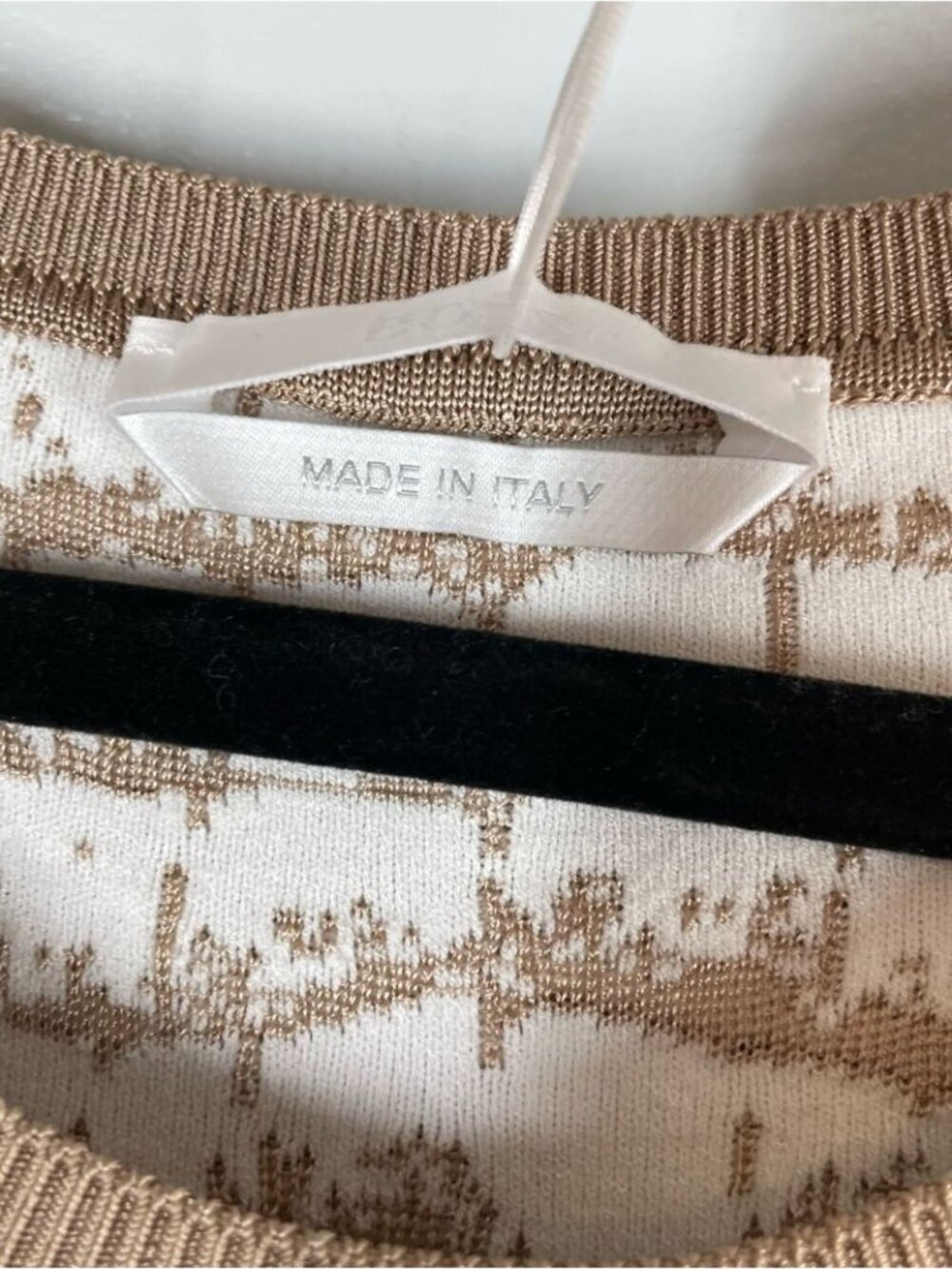 BOSS Hugo Boss Croccodile Print Knit Dress Beige XXL Quiet Luxury Career Midi - Picture 4 of 12